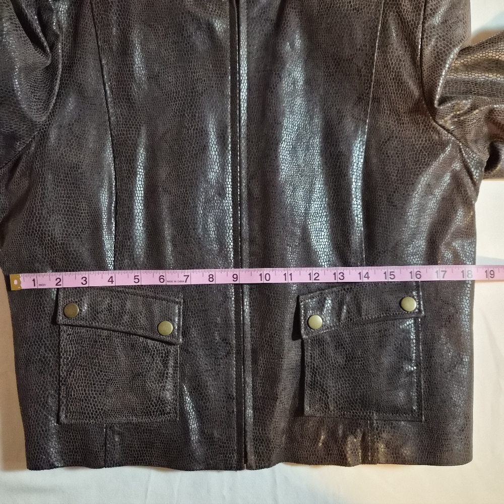 Alfani Petite Large Genuine Leather Snakeskin Jacket - Picture 4 of 7